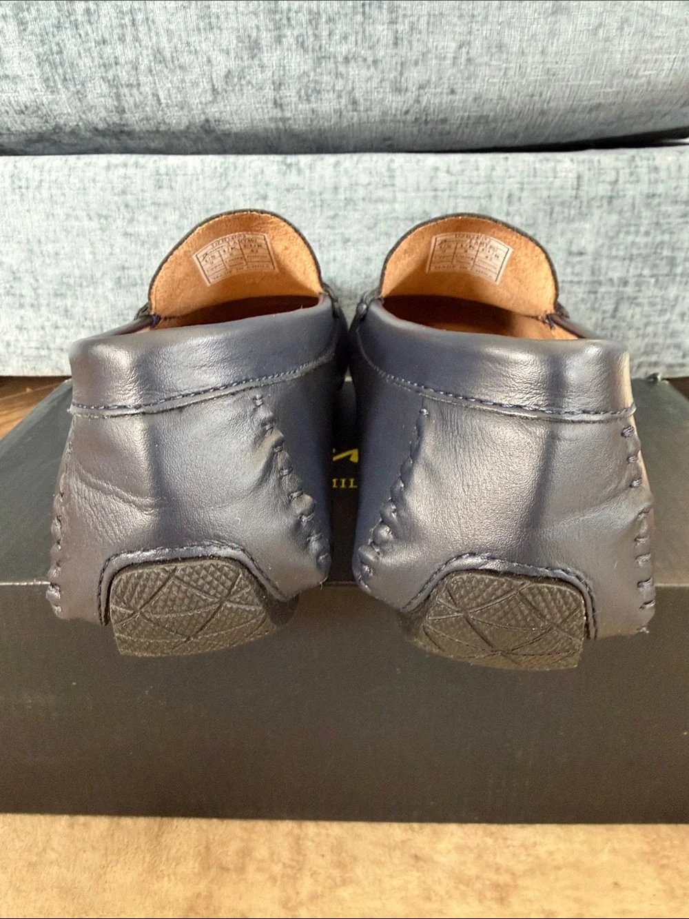 Jousen Milan Men's Navy Leather Penny Loafers